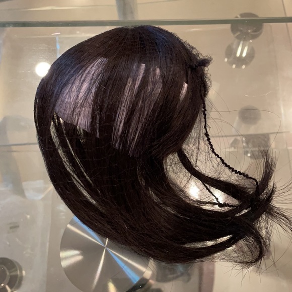 NWT 1B black mini hair topper synthetic circle lace two combs - Picture 10 of 13